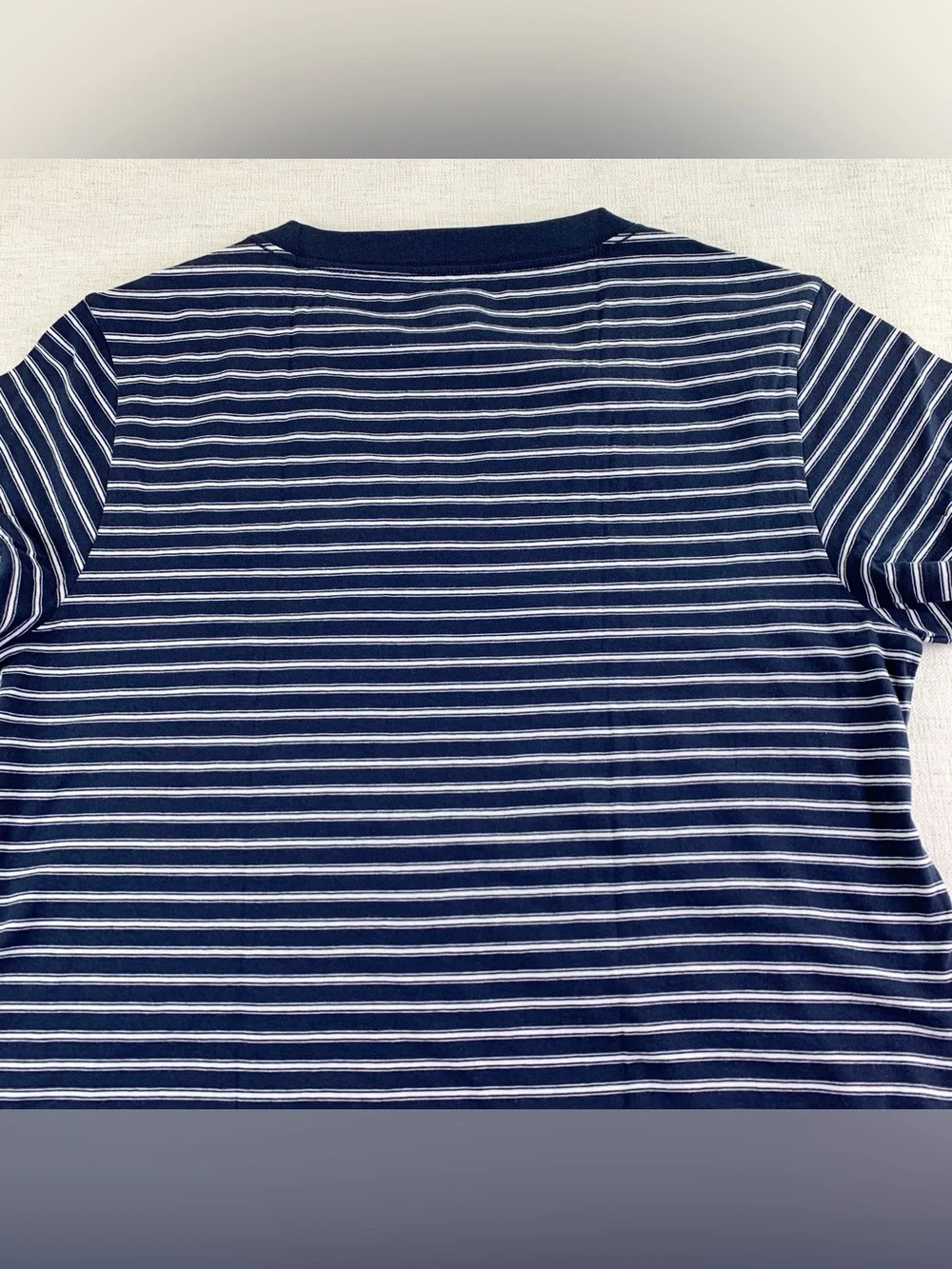 J Crew New vintage jersey relaxed V-neck T-shirt in stripe short sleeve navy